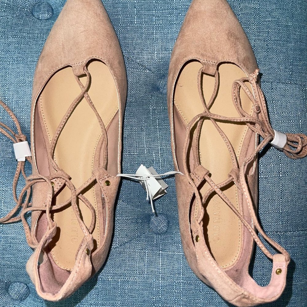 Pink Suede Lace up Flats